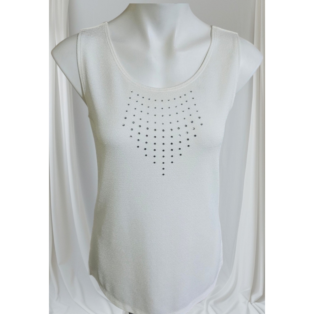 Easywear by Chicos Off White Embellished Sleeveless top Size S
